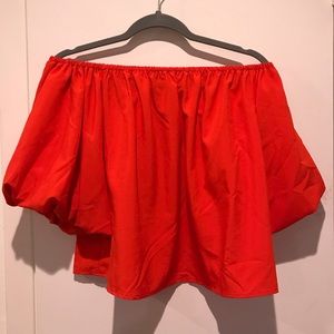 Off the shoulder red top